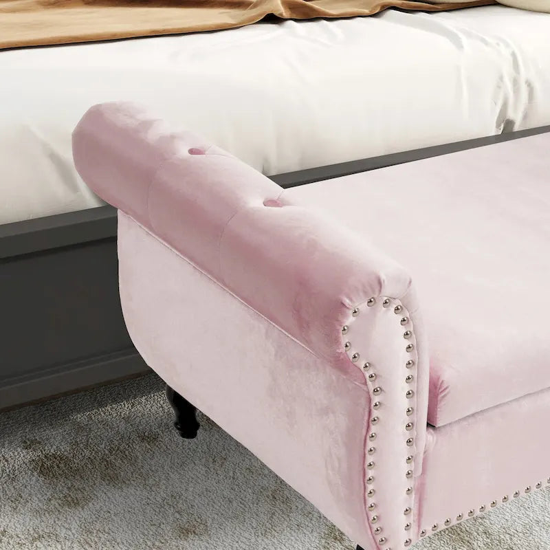 Banc de rangement rectangulaire en velours